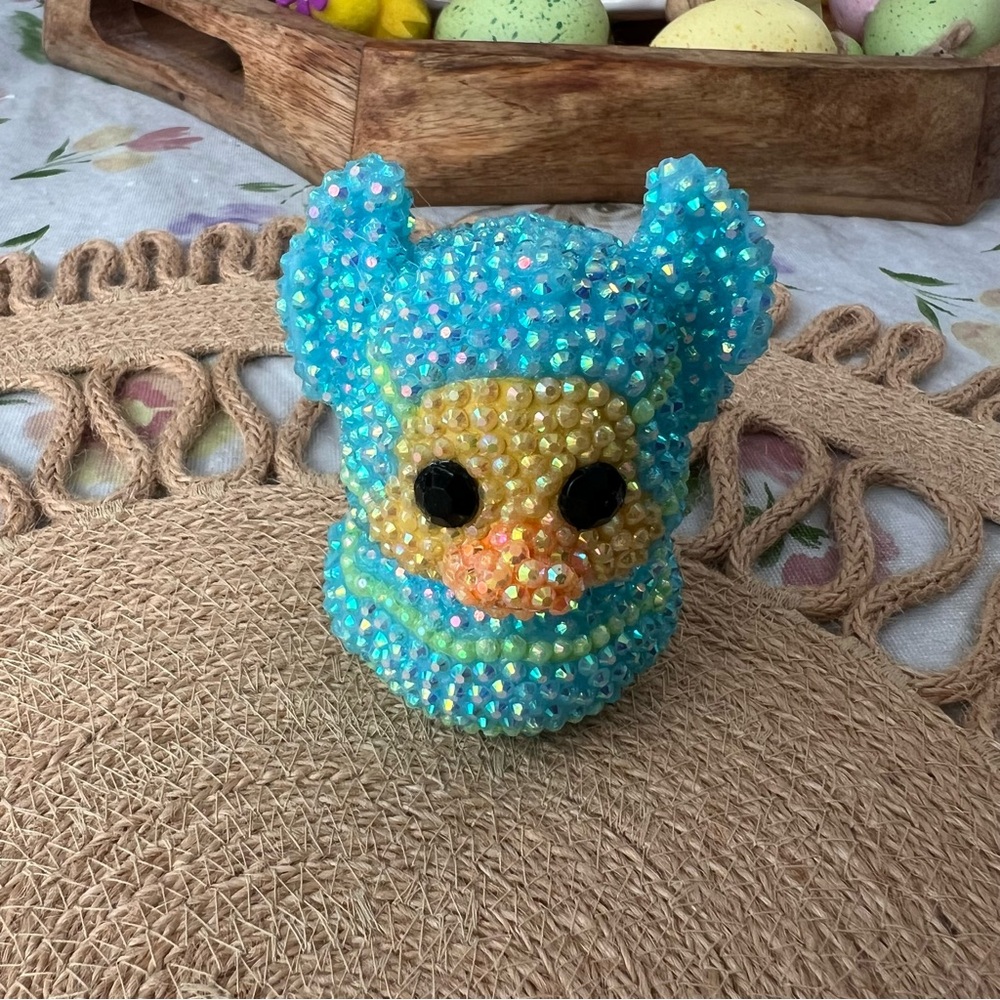 Disney Stitch Bedazzled Rubber Cheer Summit Duck Beaded Blue and Yellow